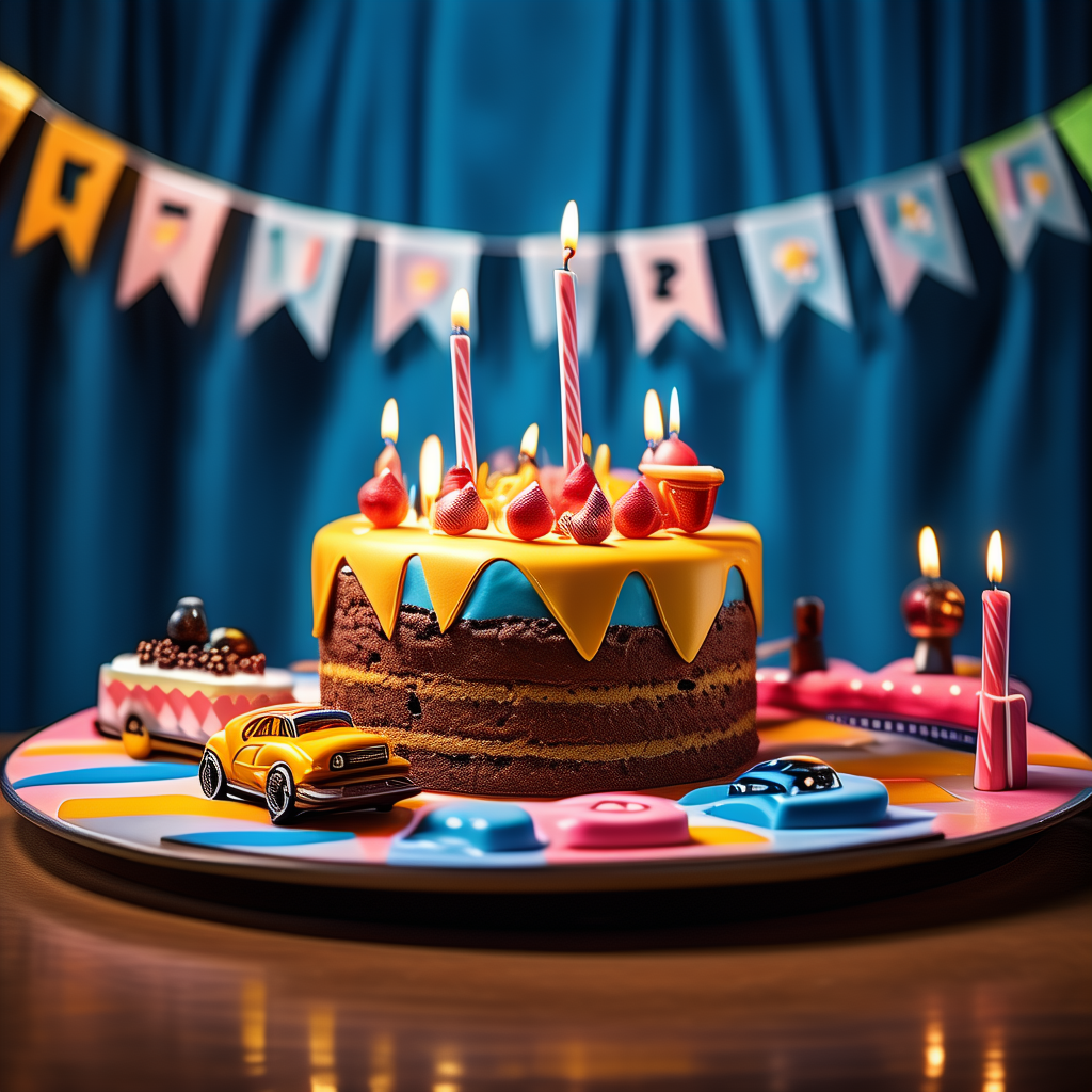 AI-created race car birthday theme with speed and excitement