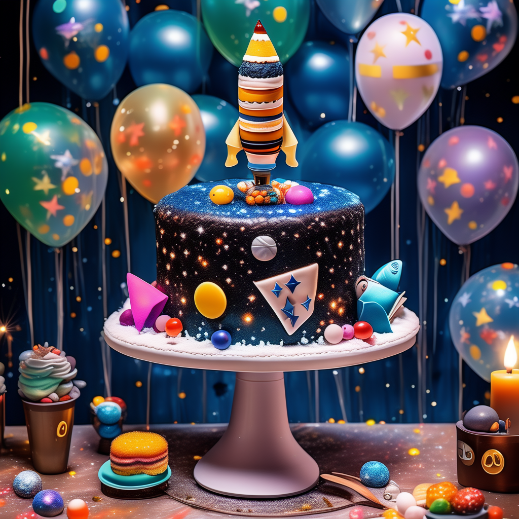 AI-created space rocket birthday adventure theme
